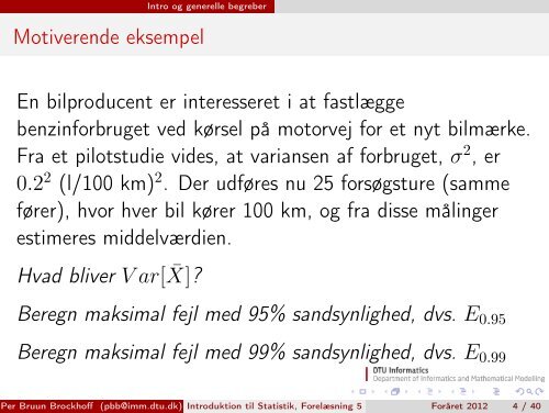 Introduktion til Statistik, ForelÃƒÂ¦sning 5 - Danmarks Tekniske ...