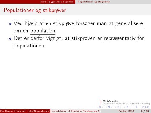 Introduktion til Statistik, ForelÃƒÂ¦sning 5 - Danmarks Tekniske ...