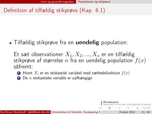 Introduktion til Statistik, ForelÃƒÂ¦sning 5 - Danmarks Tekniske ...