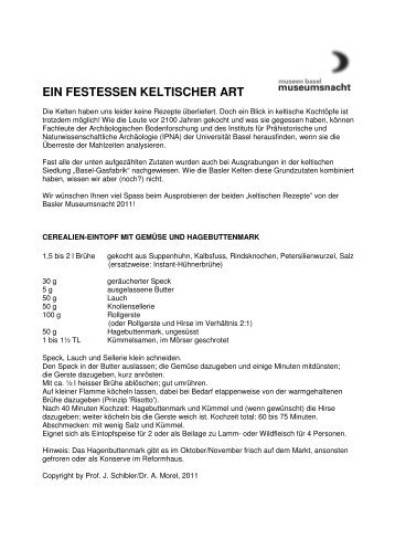 EIN FESTESSEN KELTISCHER ART - Archäologie Basel Stadt