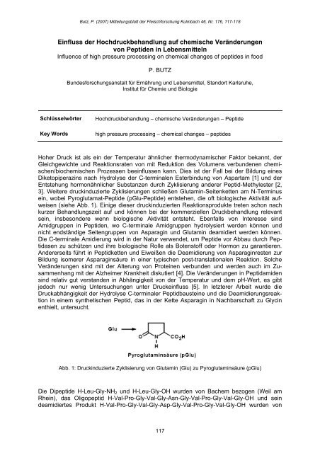 Einfluss der Hochdruckbehandlung auf chemische VerÃ¤nderungen ...