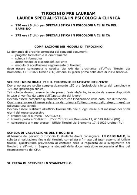 Laurea Specialistica - Psicologia Urbino - Università degli Studi di ...