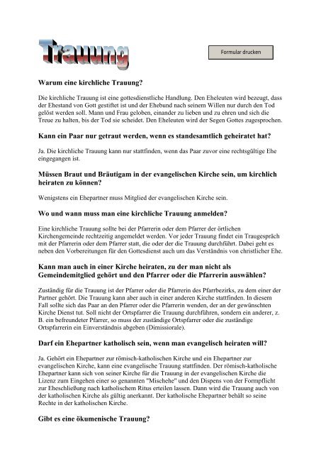 Warum eine kirchliche Trauung? - Evangelische Kirchengemeinde ...