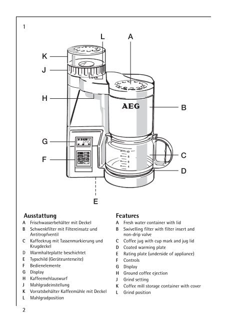 Fresh Time Cafe KAM100automatic - the  Electrolux User Manuals site