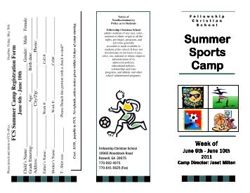 Janet Milton's Summer Sports Camp - Fellowship Christian School