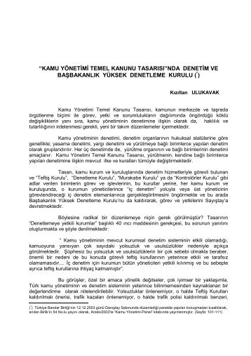 kamu yÃ¶netimi temel kanunu tasarÄ±sÄ± - KÄ±zÄ±ltan ULUKAVAK