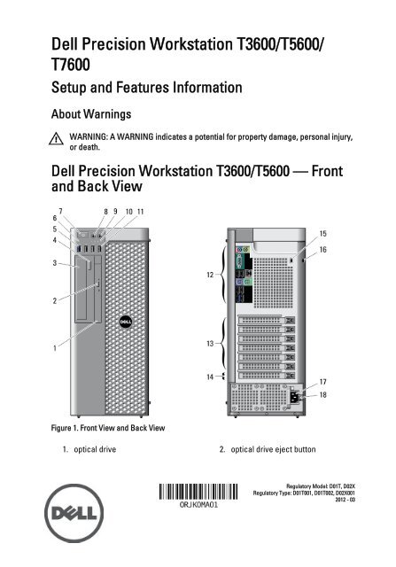 Dell Precision Workstation T3600/T5600/T7600 Setup and Features ...