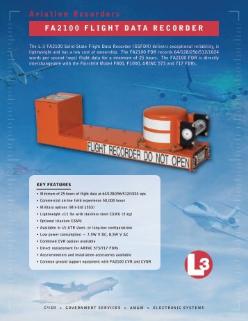 Aviation Recorders fA2100 flight dAtA RecoRdeR - L-3 Aviation ...