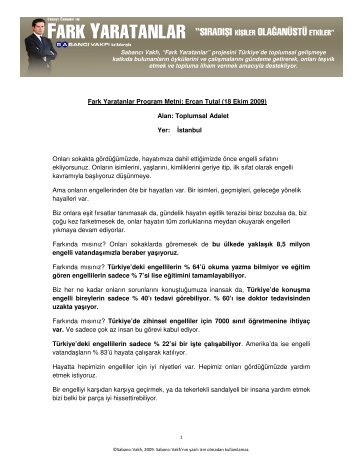 Fark Yaratanlar Program Metni: Ercan Tutal (18 Ekim ... - SabancÄ± VakfÄ±