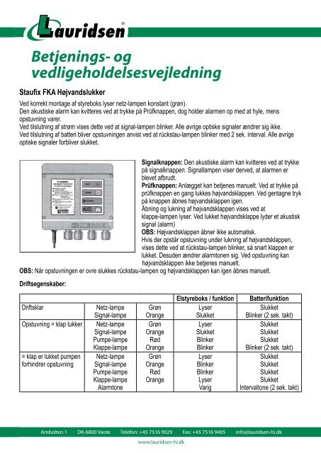 Montagevejledning - Lauridsen Handel og Import A/S