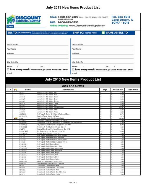 July 2013 New Items Product List - Excelligence Learning Corporation