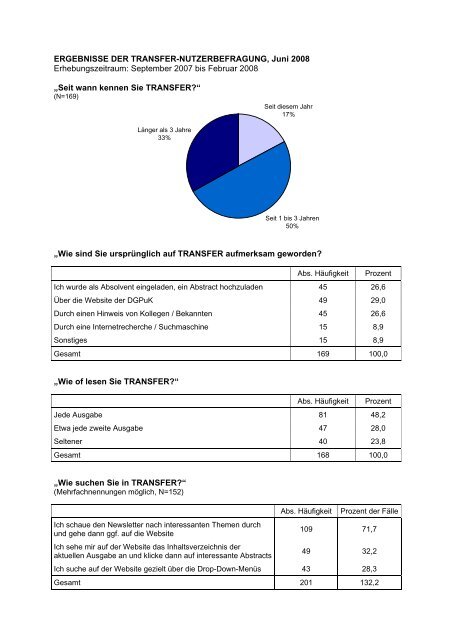 ERGEBNISSE DER TRANSFER-NUTZERBEFRAGUNG ... - DGPuK