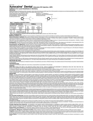 XylocaineÂ® Dental (lidocaine HCl Injection, USP ... - Delasco