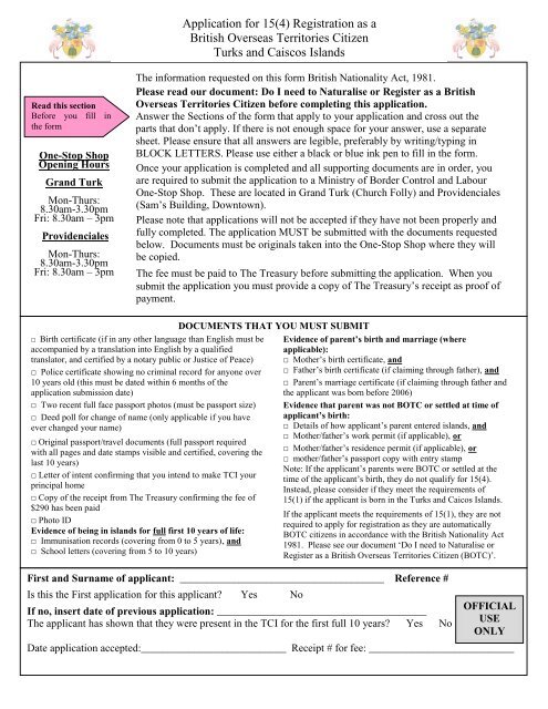 Application for 15(4) Registration as a British Overseas Territories ...