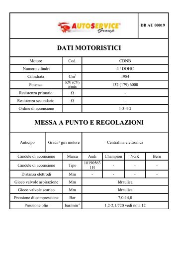 DATI MOTORISTICI - AutoService Group