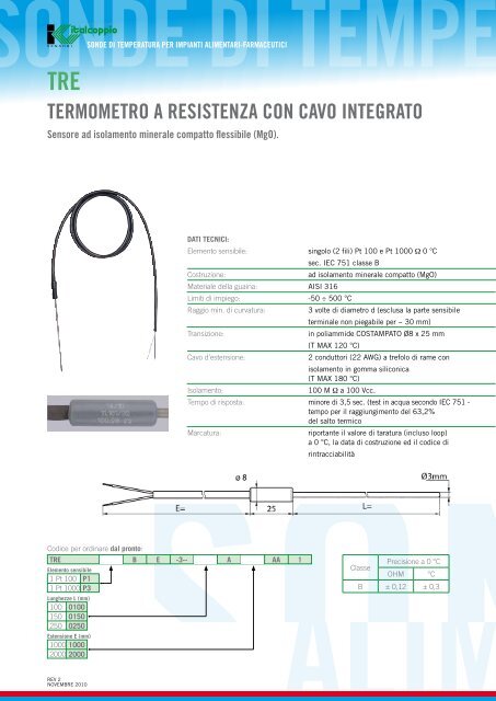 SONDE DI TEMPERATURA PER IMPIANTI ALIMENTARI ...