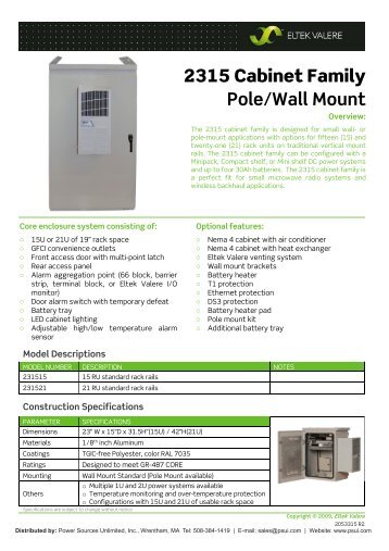 2315 Cabinet Family Pole/Wall Mount - Power Sources Unlimited