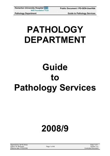 Guide to pathology services October 2008 - Homerton University ...