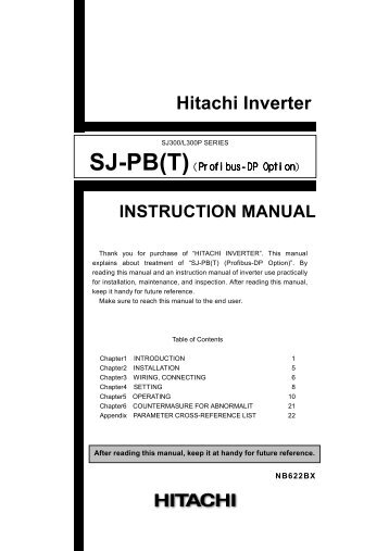 SJ-PB Profibus Option Board Instruction Manual - Hitachi America, Ltd.