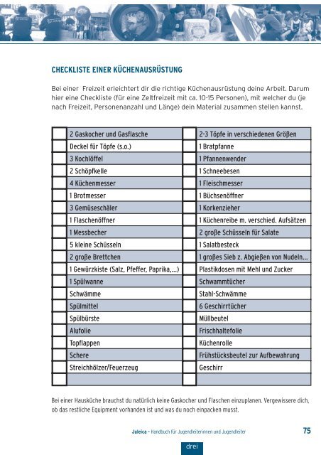 75 CHECKLISTE EINER KÜCHENAUSRÜSTUNG