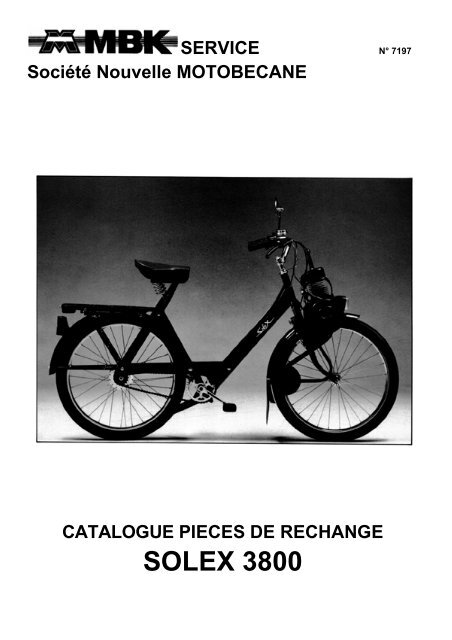 Catalogue des piÃ¨ces de rechange - Solex 3800 - SoleX'in