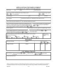 APPLICATION FOR EMPLOYMENT Education U.S. Military Service