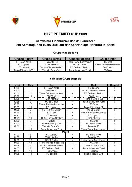 Der Spielplan - FC Basel