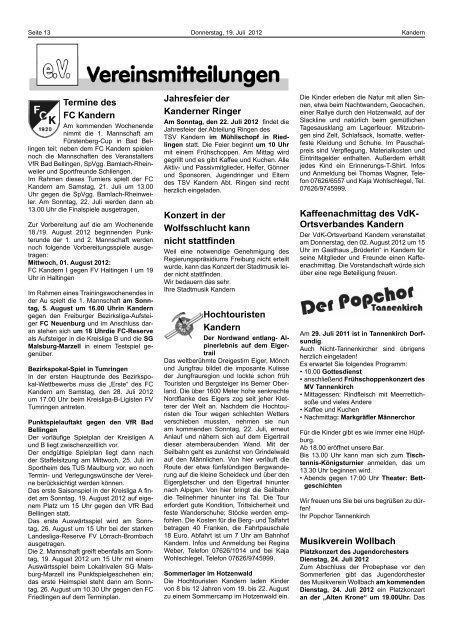 Amtsblatt-Ferien 30 und 31 - Stadt Kandern
