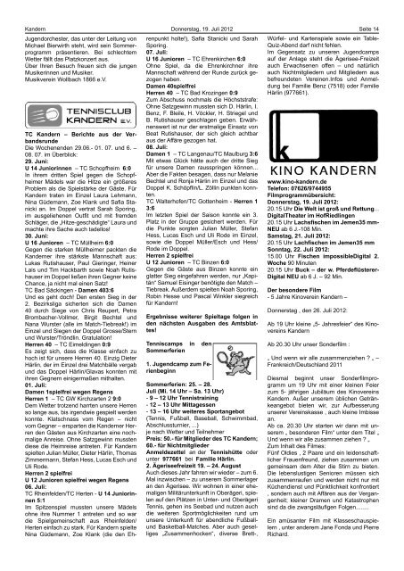 Amtsblatt-Ferien 30 und 31 - Stadt Kandern