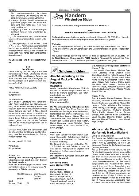 Amtsblatt-Ferien 30 und 31 - Stadt Kandern