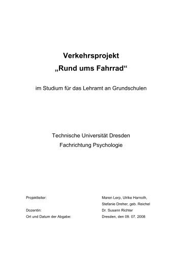 Verkehrsprojekt „Rund Ums Fahrrad“ - Technische Universität ...