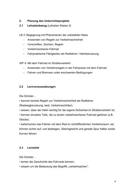 Verkehrsprojekt „Rund Ums Fahrrad“ - Technische Universität ...