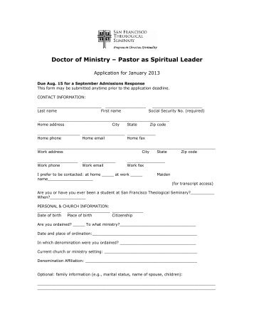 to download application form - San Francisco Theological Seminary