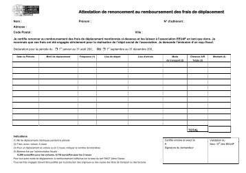 Attestation de renoncement au remboursement des frais de ...