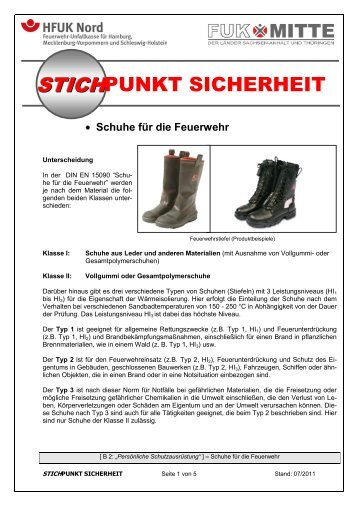 Schuhe für die Feuerwehr - FUK-Mitte