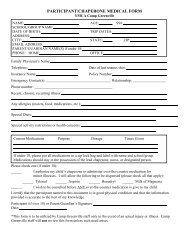 STUDENT/CHAPERONE MEDICAL FORM - YMCA Camp Greenville