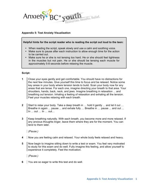 Appendix 5: Test Anxiety Visualization 1 - Anxiety BC Youth