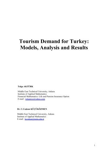 Tourism Demand for Turkey - C. CoÅkun KÃ¼Ã§Ã¼kÃ¶zmen