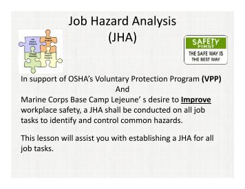 Job Hazard Analysis (JHA) - MCCS Camp Lejeune