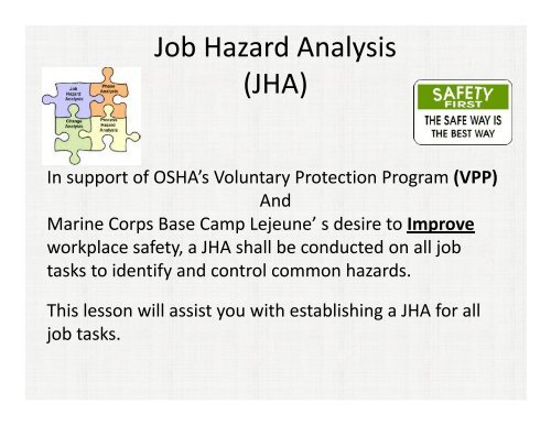 Job Hazard Analysis (JHA) - MCCS Camp Lejeune
