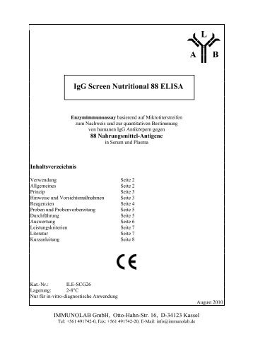IgG Screen Nutritional 88 ELISA - Immunolab GmbH