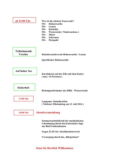 Ablaufplan zum Elbebadetag 2013 - Gemeinde-moeser.de