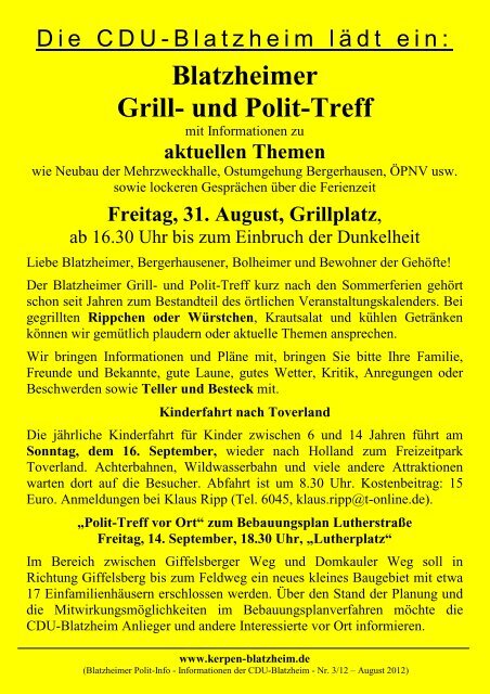 Blatzheimer Grill- und Polit-Treff - Kerpen-Blatzheim