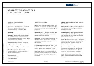 KORTBESTEMMELSER FOR MASTERCARD GULD - Danske Bank