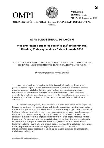 Asuntos Relacionados con la Propiedad Intelectual, los ... - WIPO