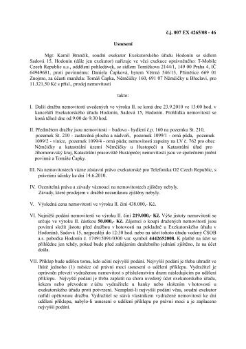 Ä.j. 007 EX 4265/08 - ExekutorskÃ½ ÃºÅad HodonÃ­n