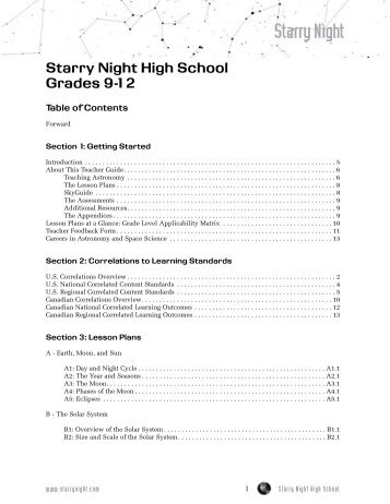 Table of Contents - Starry Night Education