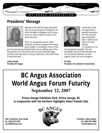 BC Angus Association World Angus Forum Futurity