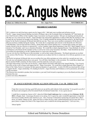 Edited and Published by Donna Donaldson - BC Angus Association