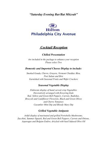 Evening Bar or Bat Mitzvah Menu - Hilton Philadelphia City Avenue